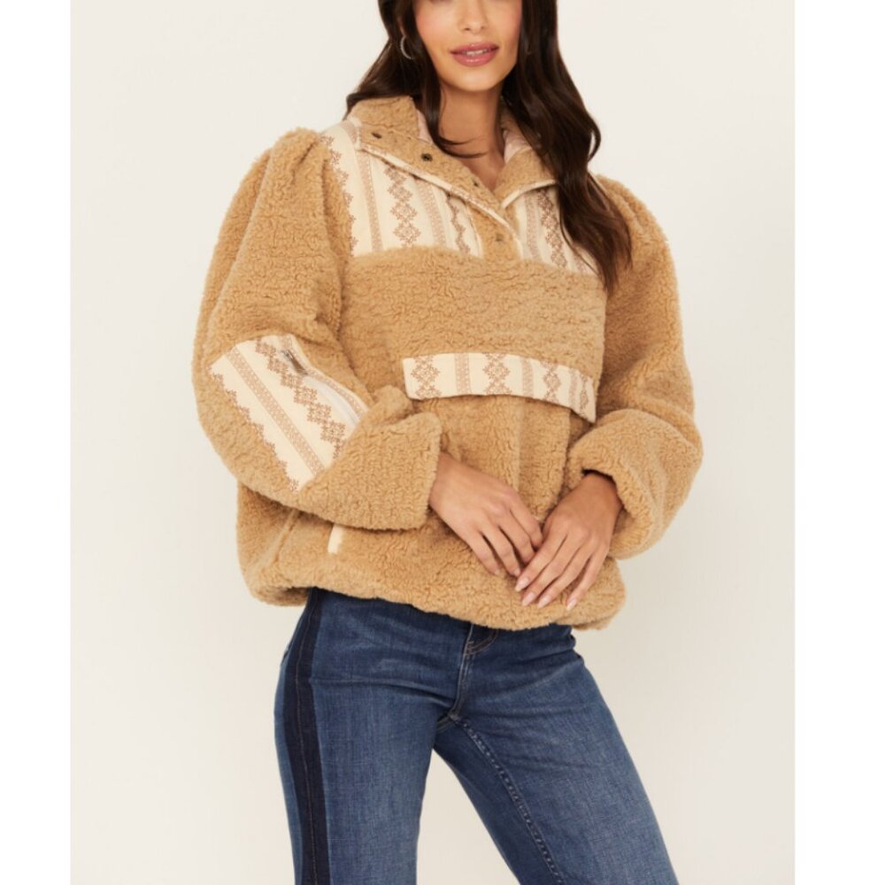 NWT Driftwood Women's 1/4 Snap Sherpa Pullover Jacket Size Small
